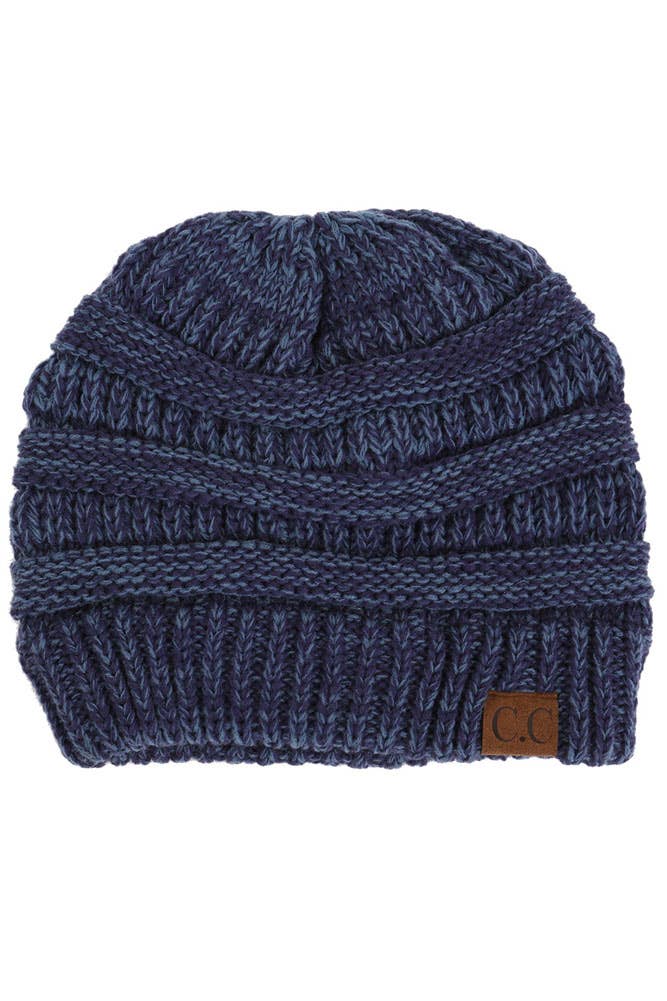 C.C Two Tone Color Knit Beanie: 005