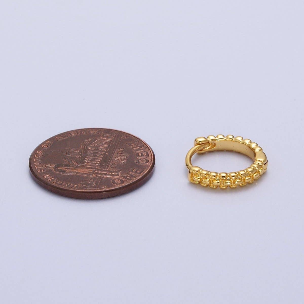 13mm Gold Textured Dotted Dainty Huggie Earrings