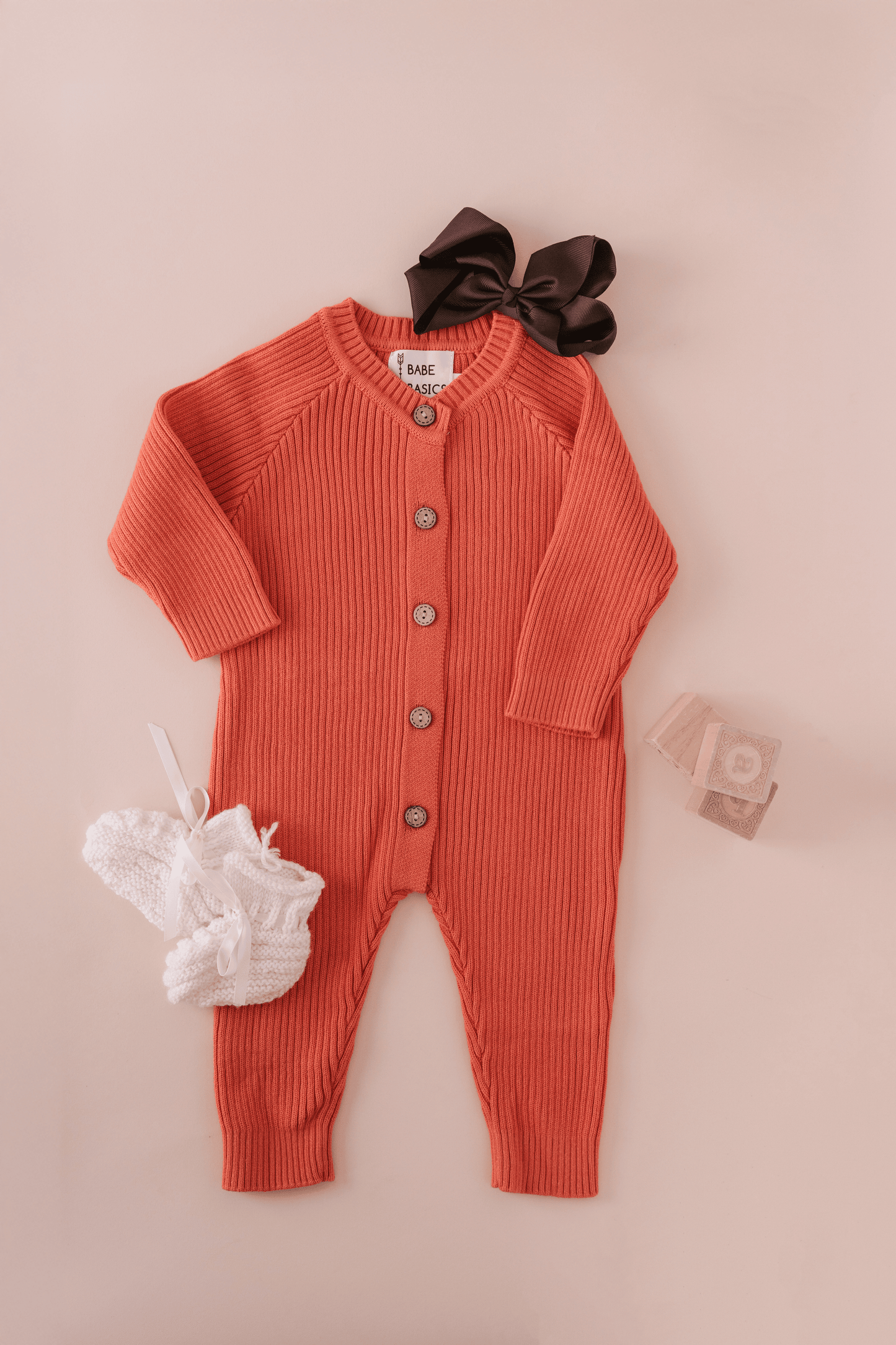 Everyday Ribbed Baby Romper: SPICED PUMPKIN / 6-12M
