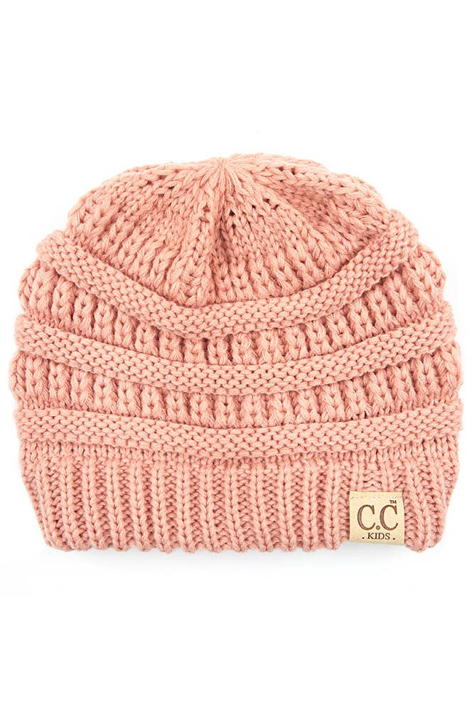 C.C Kids Solid Classic Knit Beanie: Indi Pink