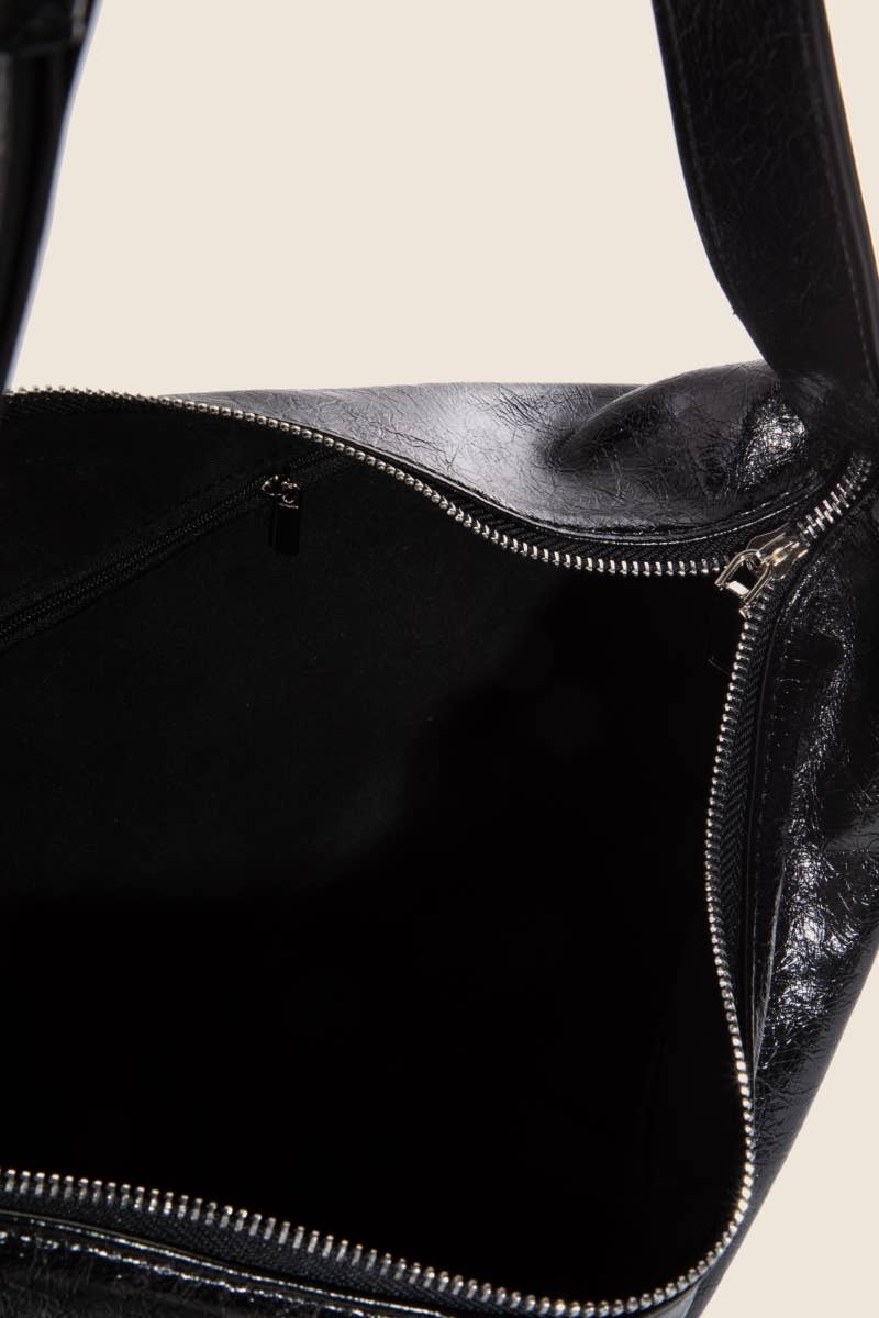 Leather Hobo Crescent Shoulder Bag: IV