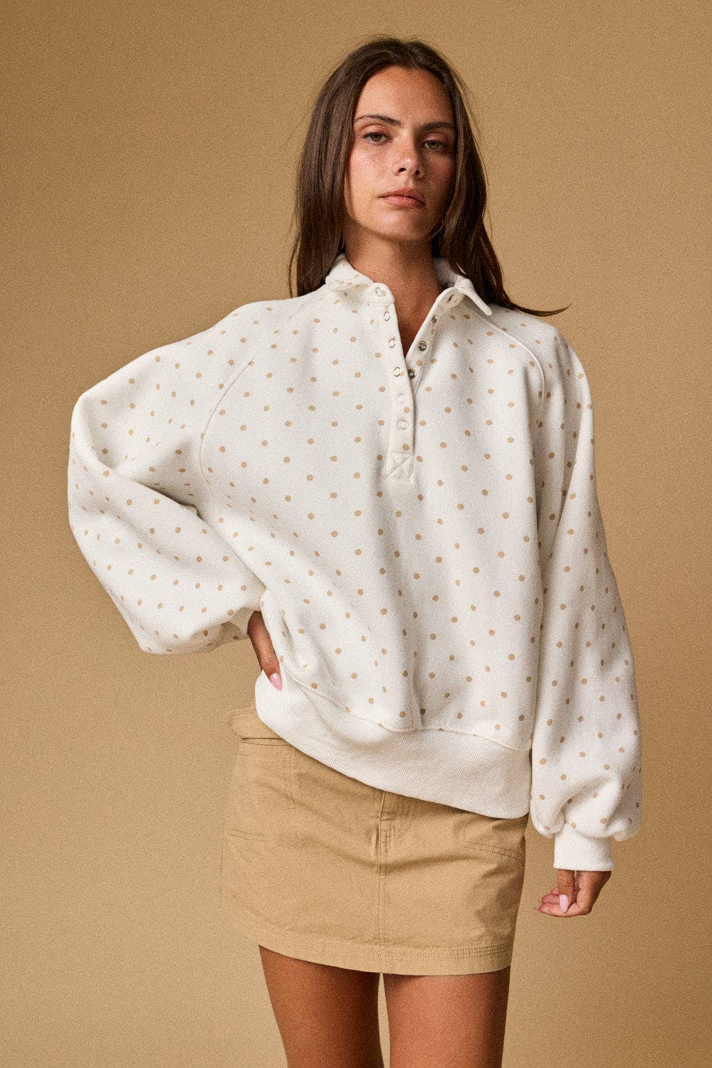 Piper Polka Dot Half Snap Sweatshirt
