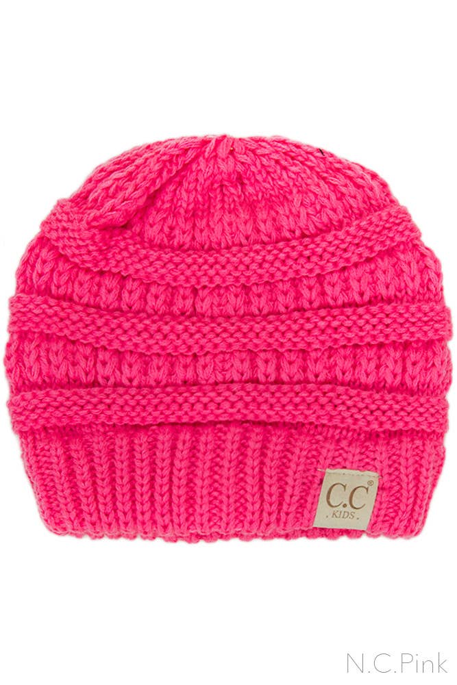 C.C Kids Solid Classic Knit Beanie: Black