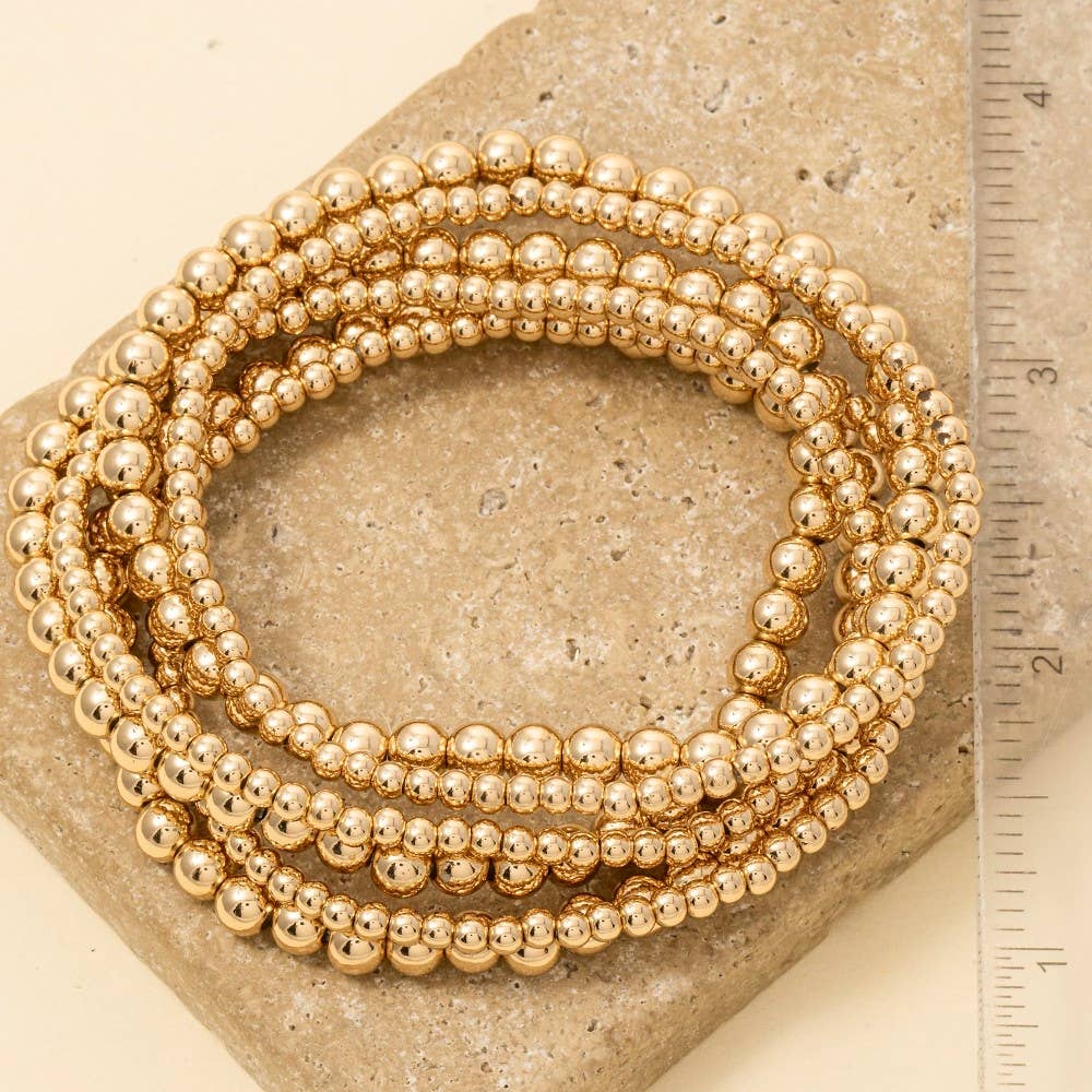 Mixed Mini Metallic Beaded Bracelet 7 Set: G