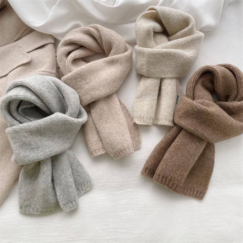 Classic Solid Color Knitted Scarf: Grey
