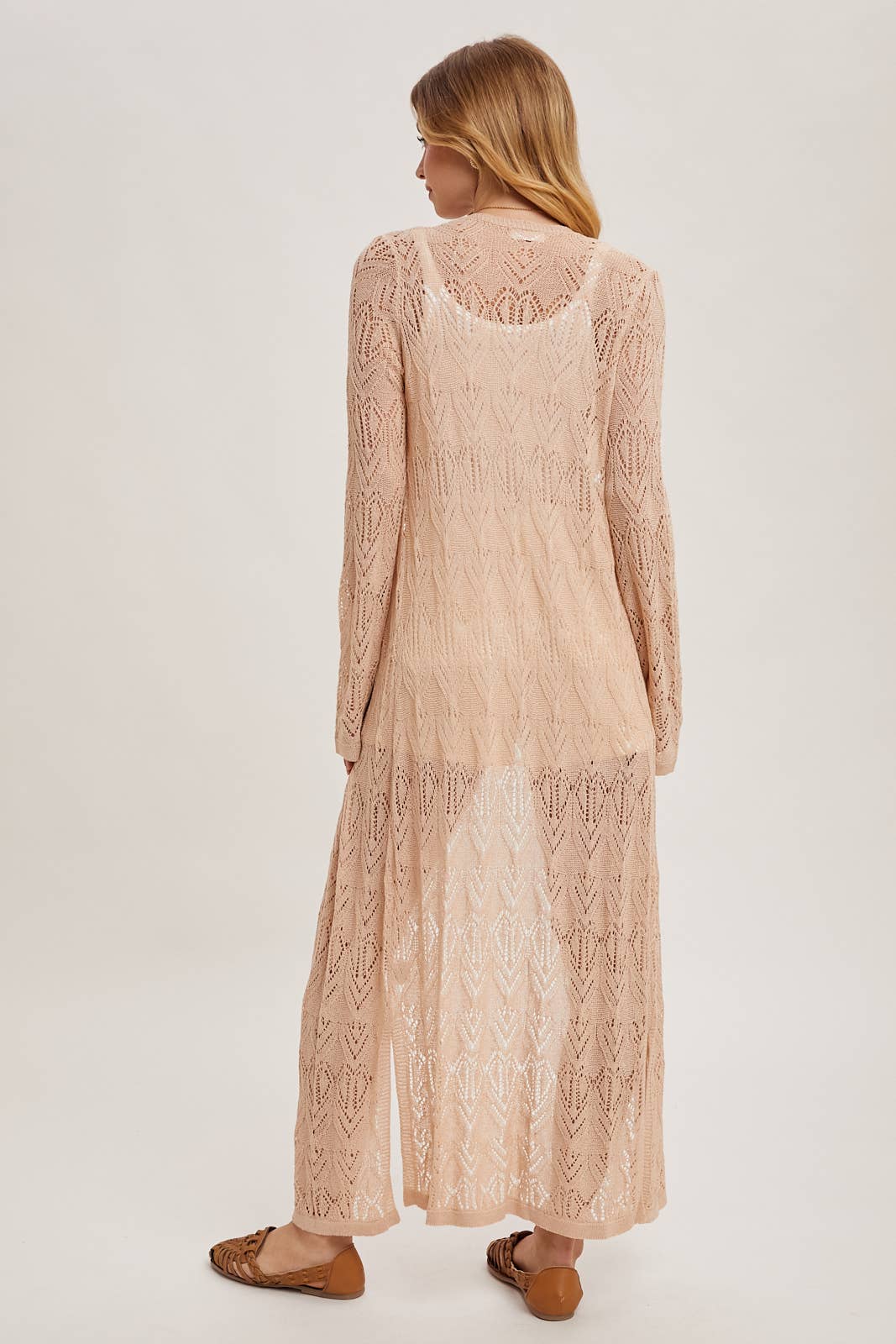 POINTELLE KNIT MAXI DUSTER: NATURAL / S