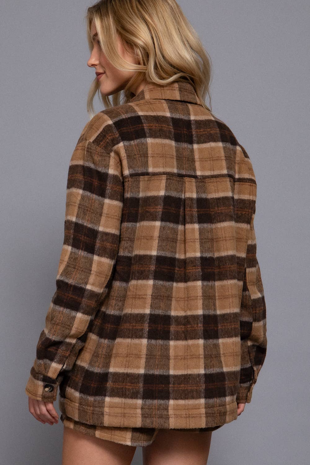 Faux Fur Brushed Plaid Shacket