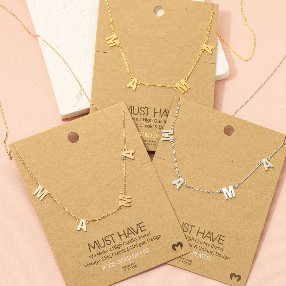 Gold Dipped Mama Station Charm Necklace: G