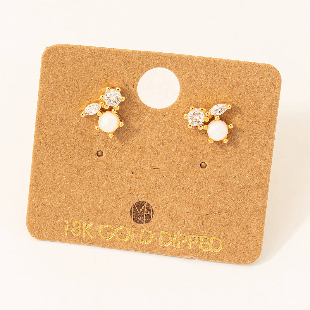 Mini Triple Rhinestone Stud Earring: G