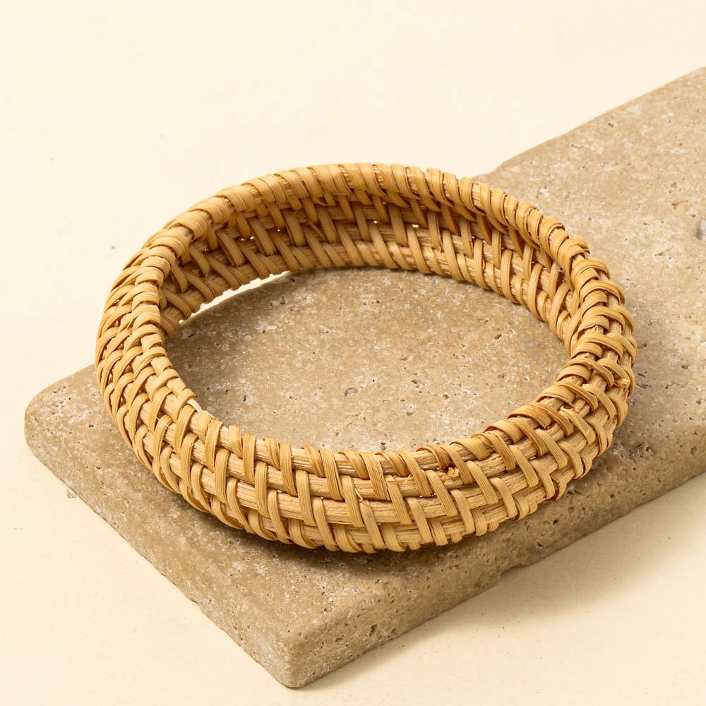Straw Basket Weave Bangle Bracelet: KA