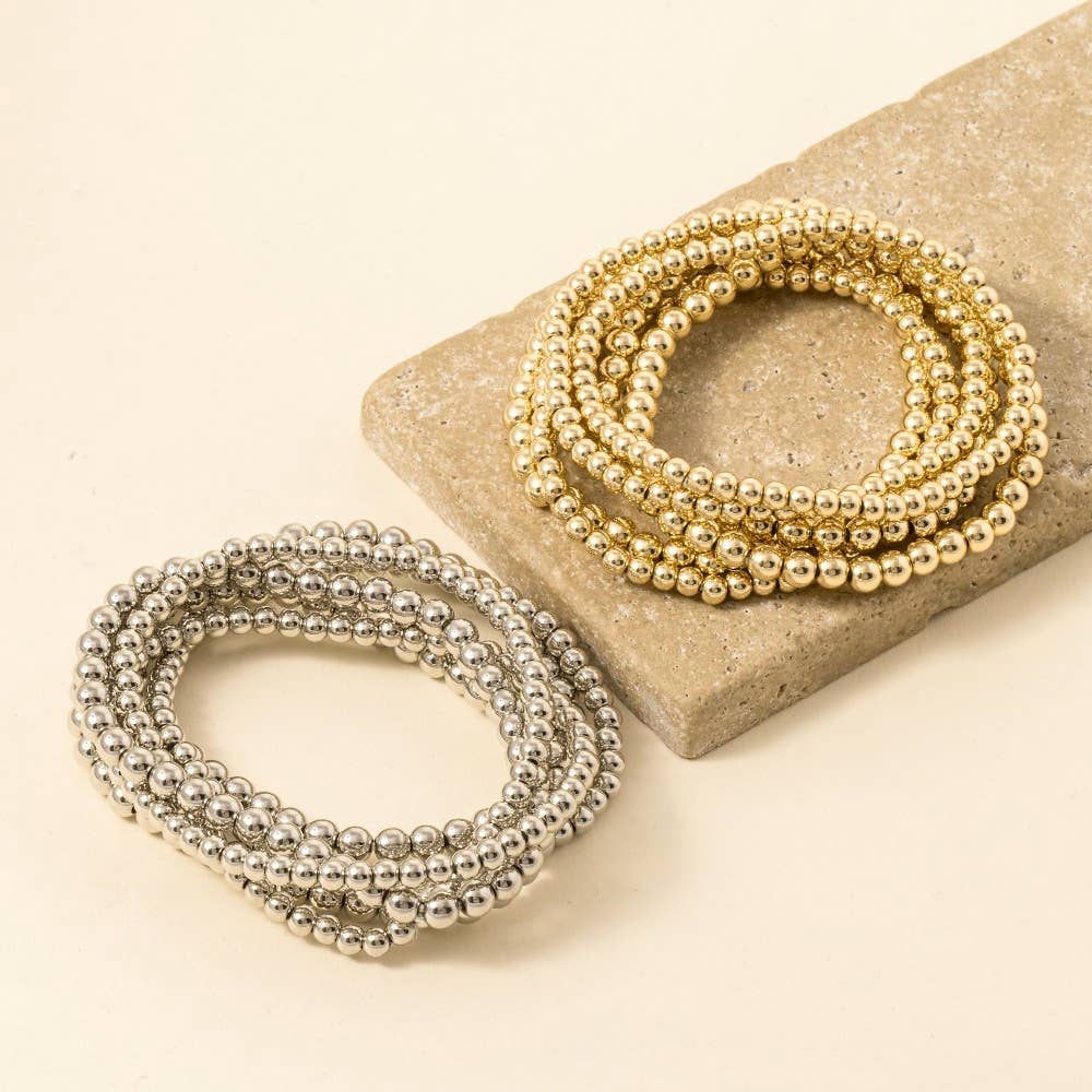 Gold Dipped Ball Bead Bracelet Set: G
