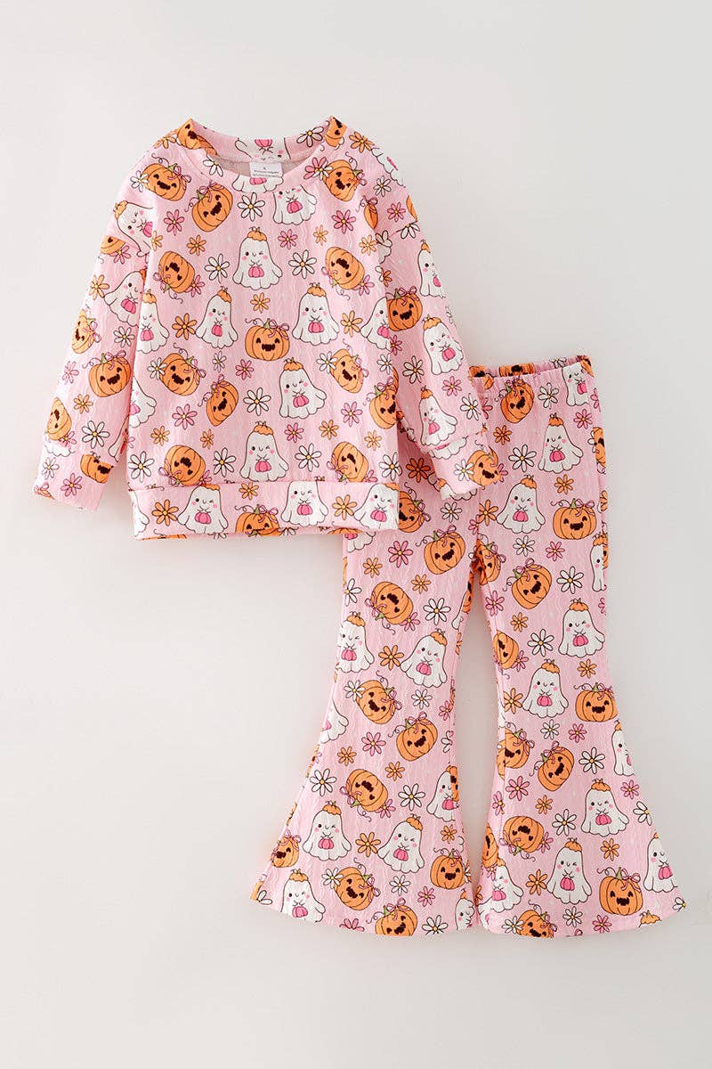 Pumpkin & ghost printed girls 2 piece set. OFG63144 AMY: 2XS