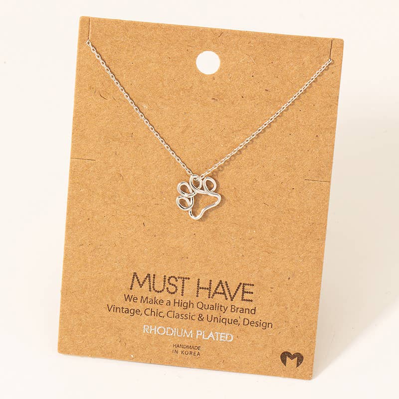 Gold Dipped Wire Paw Pendant Necklace: G