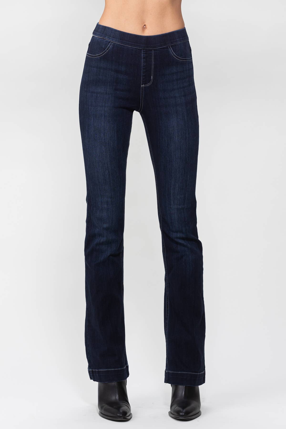 Jelly Brand Indigo Pull On Boot Cut Flare: Dark Denin