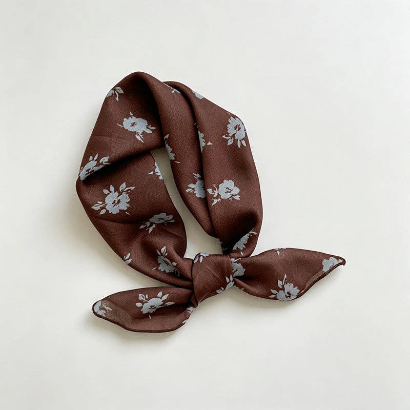 Coffee Floral Print Bandana: Style1 / OS