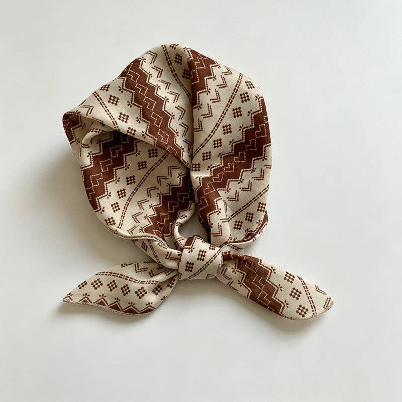 Coffee Floral Print Bandana: Style1 / OS