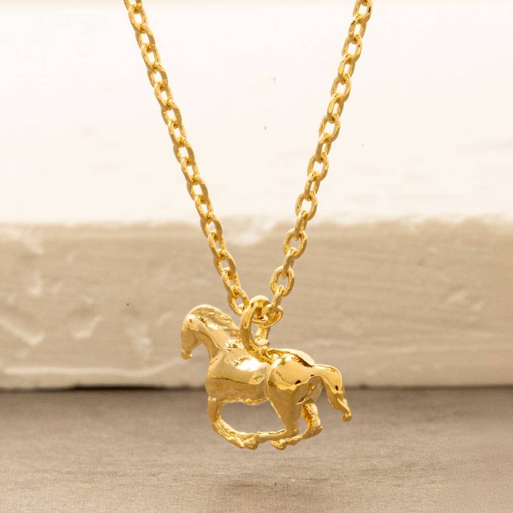 Gold Dipped Mini Horse Pendant Necklace: G