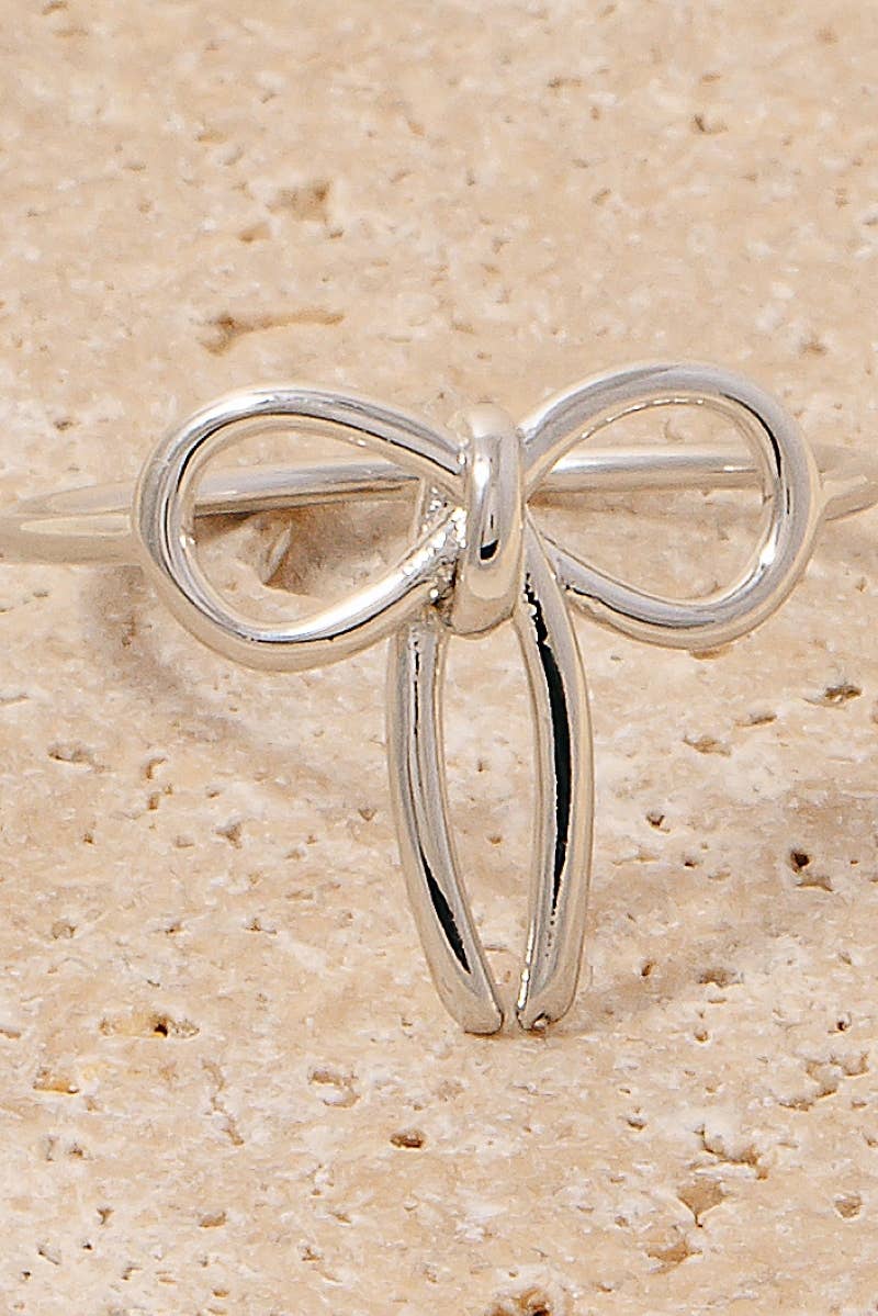 Metallic Ribbon Bow Wire Metallic Band Ring: G