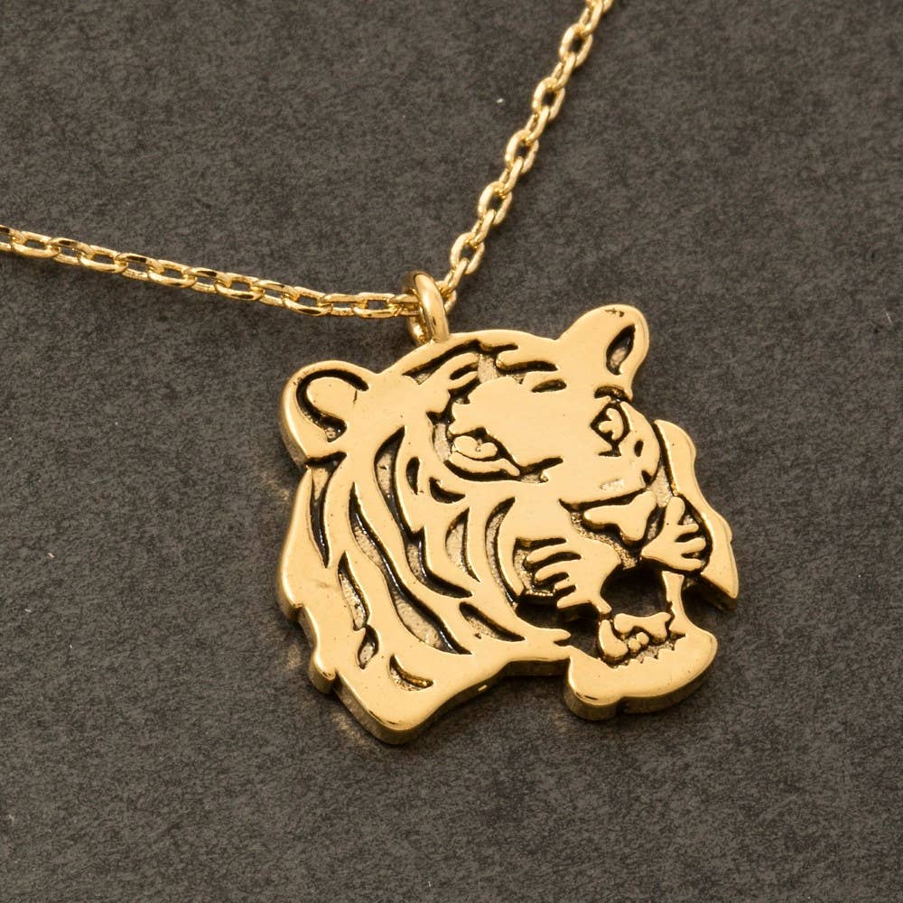 Secret Box Gold Dipped Tiger Pendant Necklace: GD