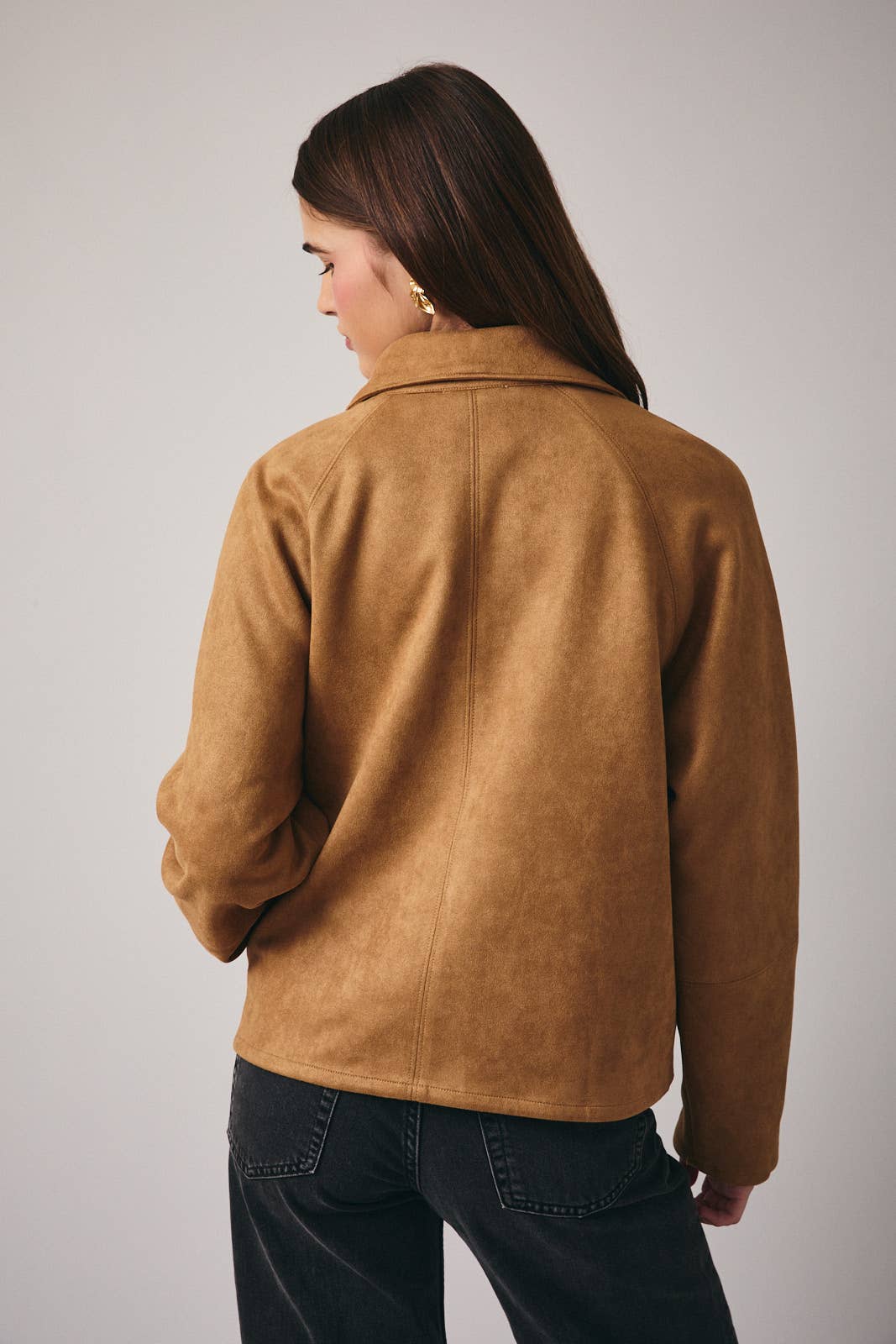 SUEDE JACKET: TAN / S