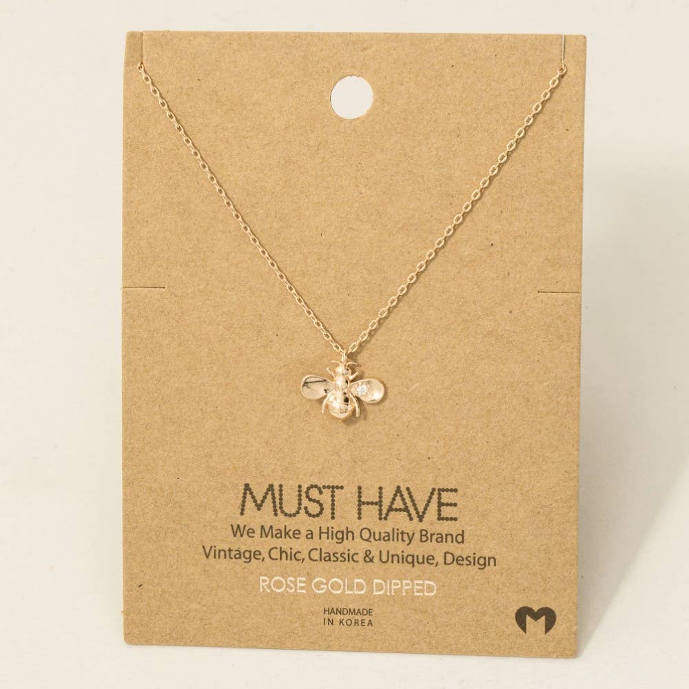 Gold Dipped Bee Pendant Necklace: G