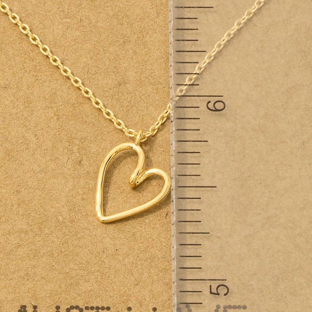 Gold Dipped Wire Heart Pendant Necklace: G