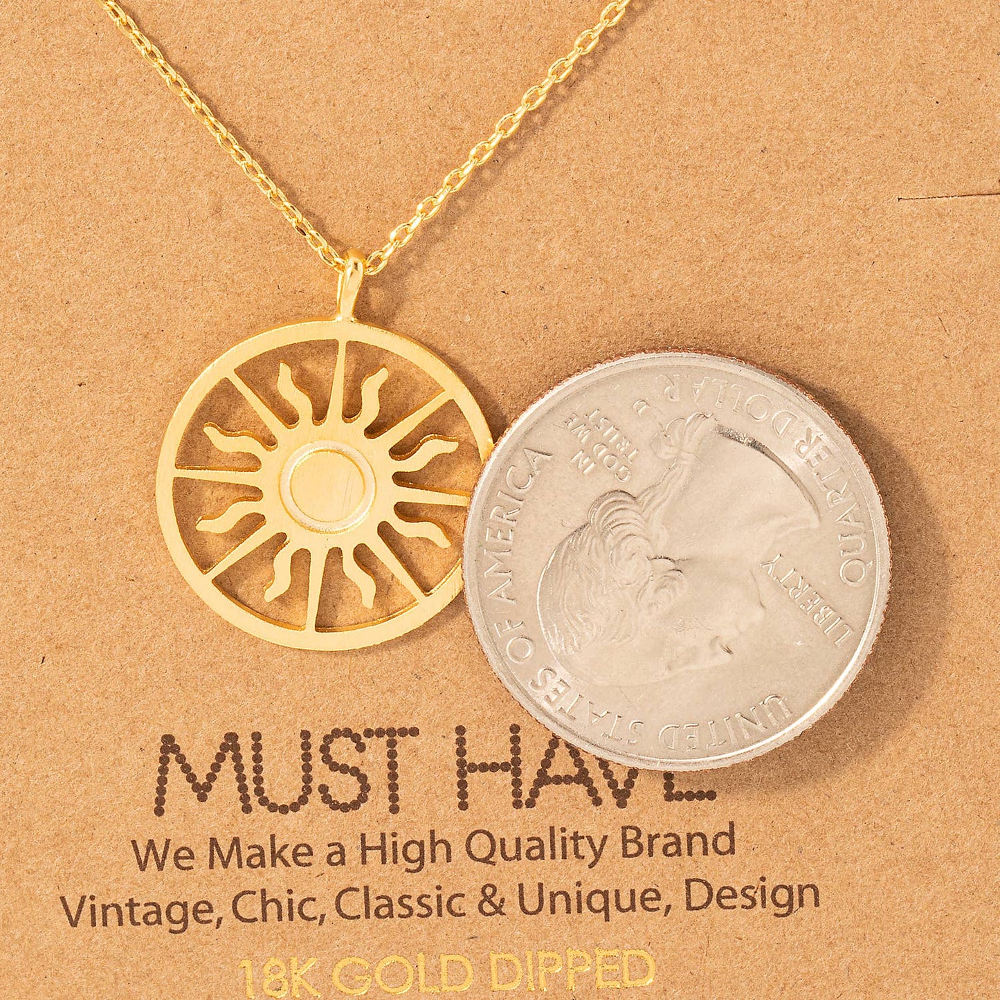 Sun Coin Pendant Necklace: G
