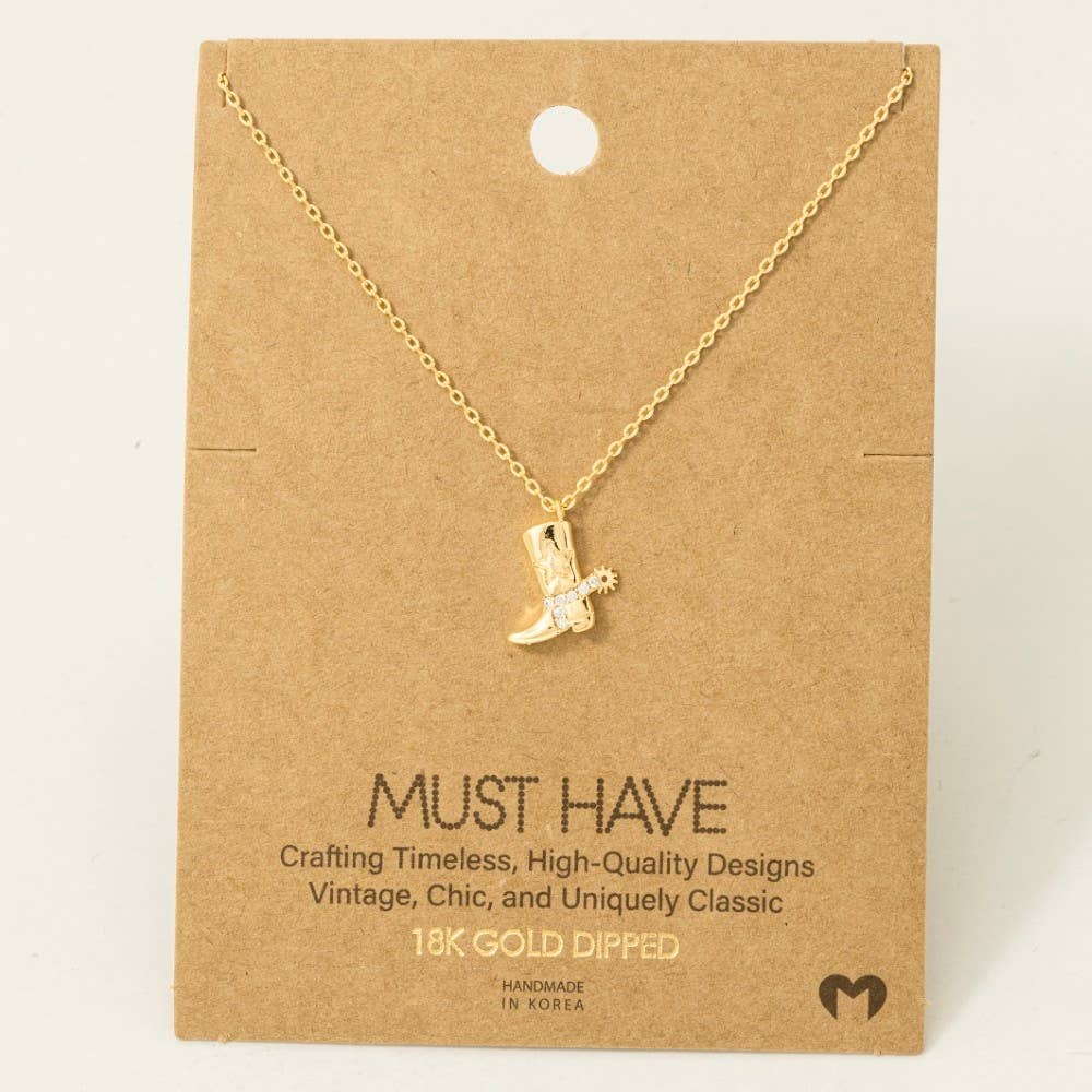 Cowboy Boots Pendant Necklace: G