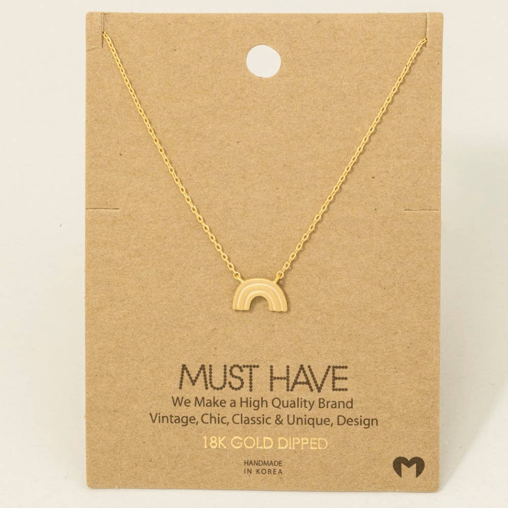 Gold Dipped Mini Metallic Rainbow Pendant Necklace: G