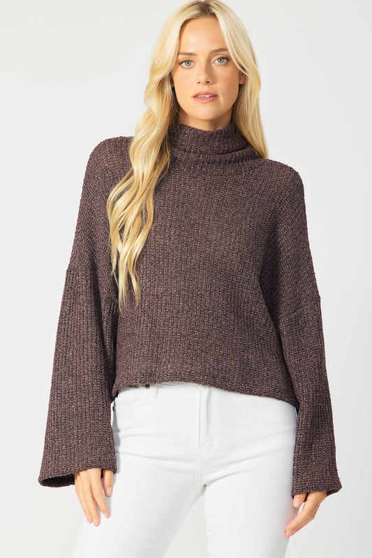 Whitney Turtleneck Soft Knit Top - Deep Purple