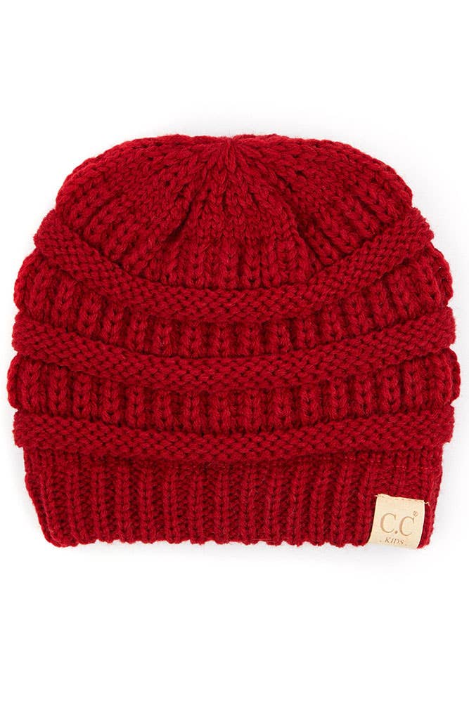 C.C Kids Knit Beanie with Fuzzy Lining Inside: Light Melange Gray