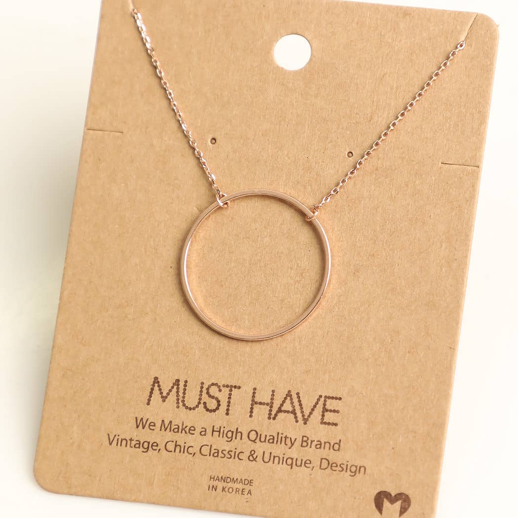 Large Circle Cut Out Pendant Necklace: G