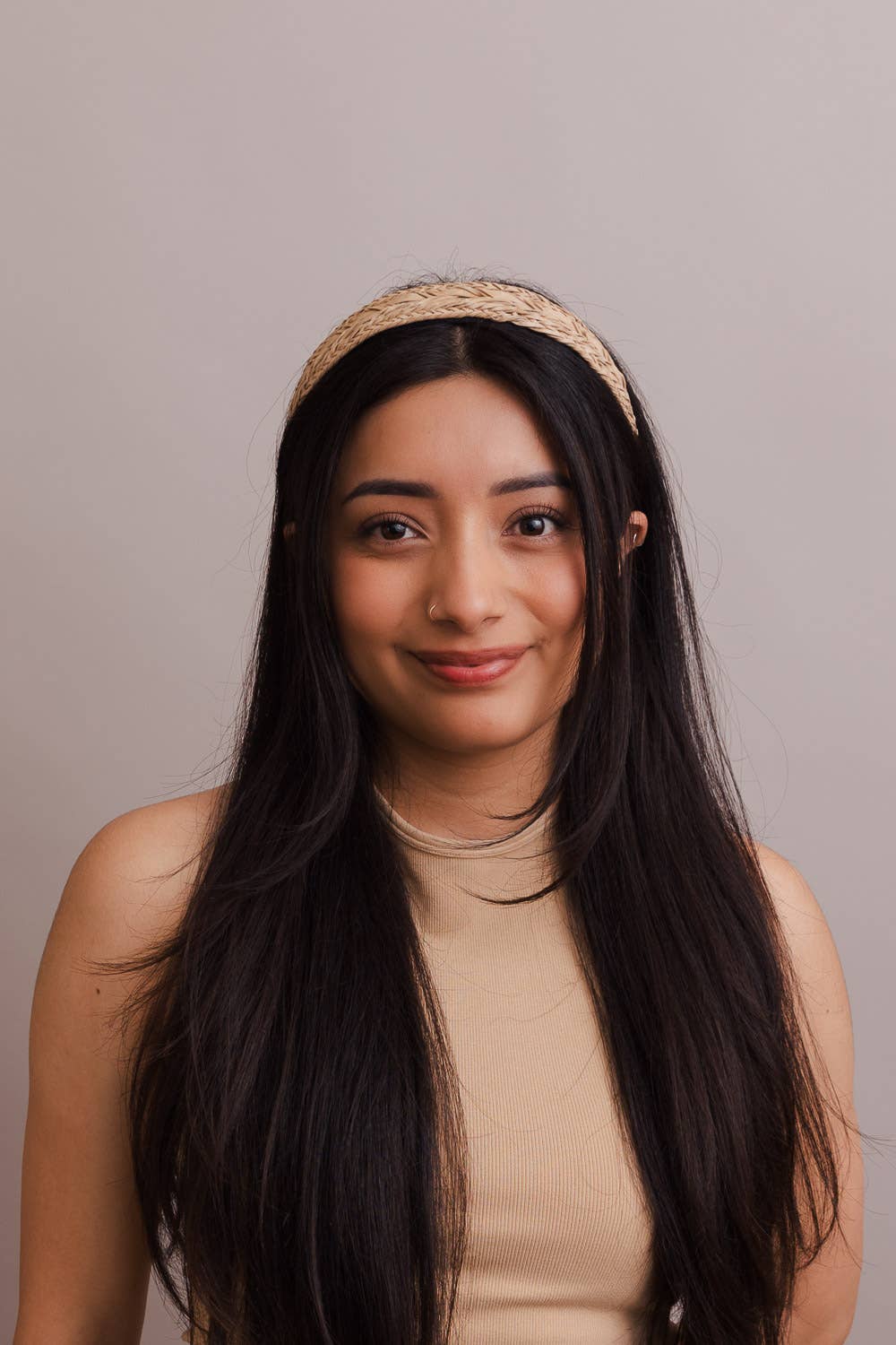 🌿 Vegan Leather Patterned Headband: Taupe