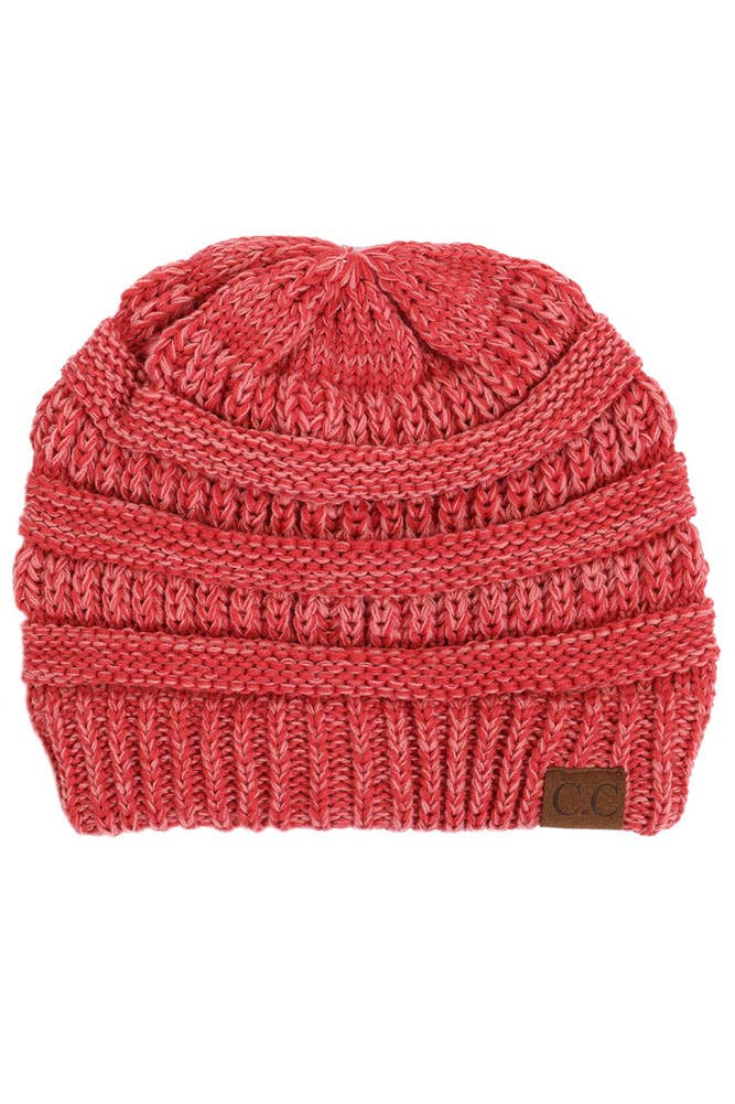 C.C Two Tone Color Knit Beanie: 005