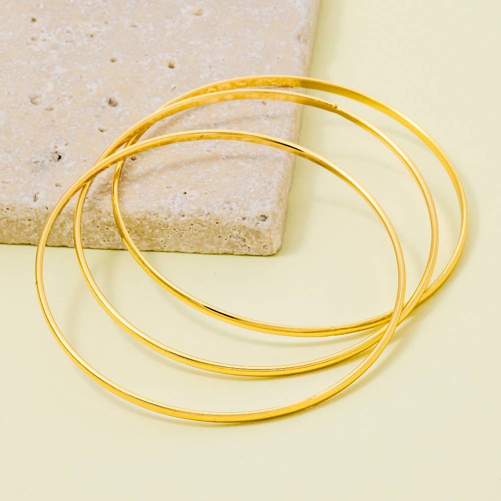 Secret Box Stainless Steel Stacked Bangle Bracelet Set: GD