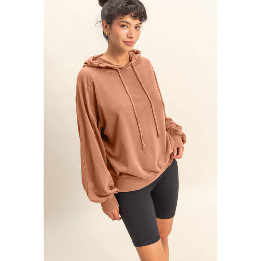 Miriam Mineral Washed Hoodie - Chestnut