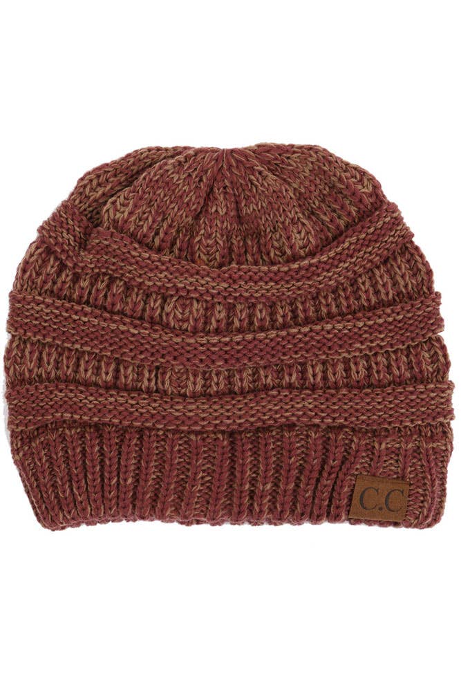 C.C Two Tone Color Knit Beanie: 005