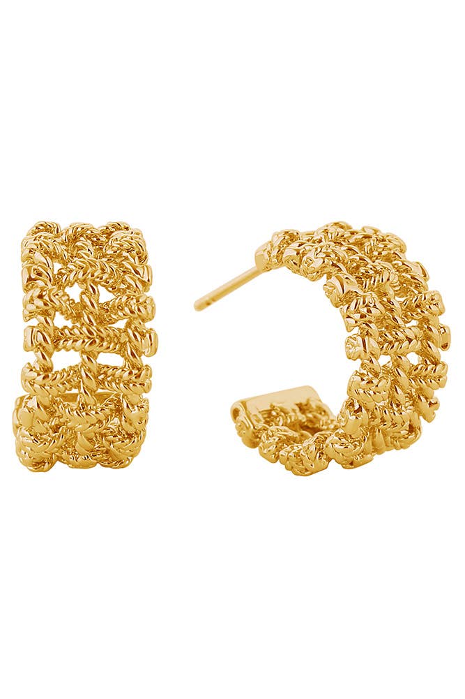 14K Multi Braided Post Earrings: Gold