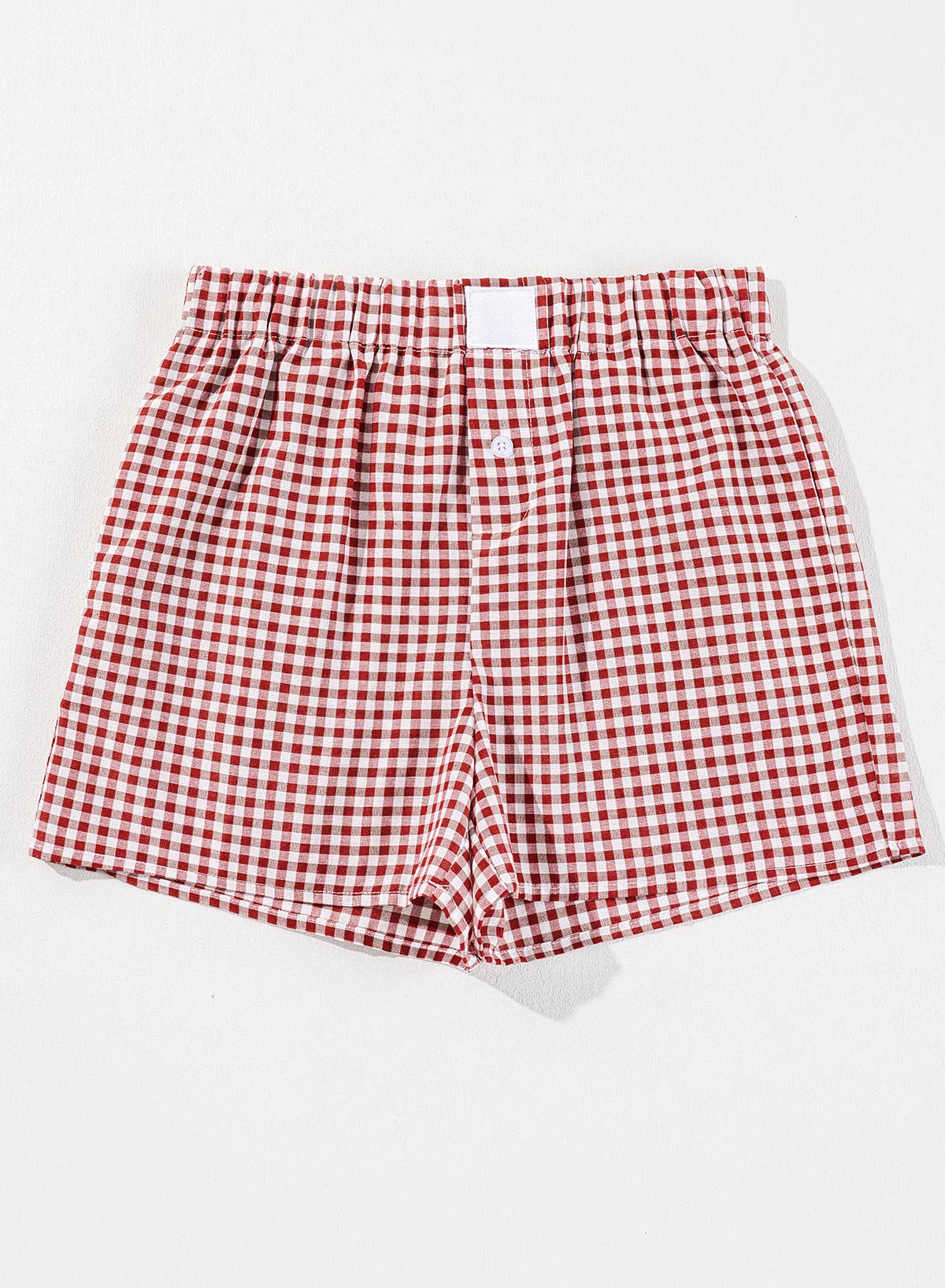Red Gingham Print High Waist Shorts