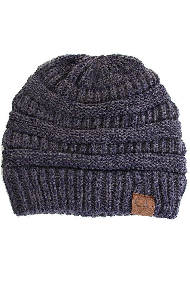 C.C Two Tone Color Knit Beanie: 005