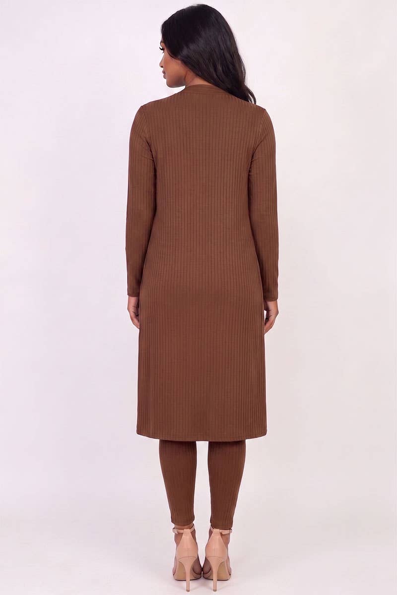 Remi Ribbed Cardigan & Leggings Set - Mocha