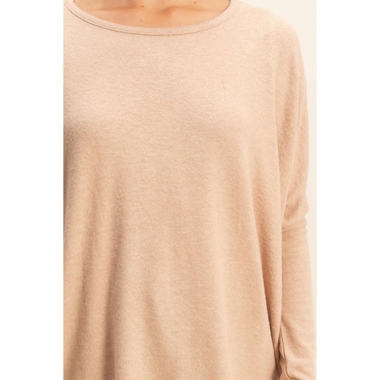 Riley Relaxed Fit Dolman Long Sleeve Top -Dark Taupe