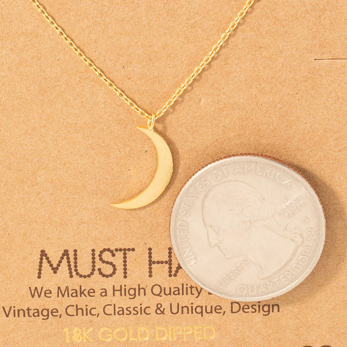 Moon Crescent Pendant Necklace: G