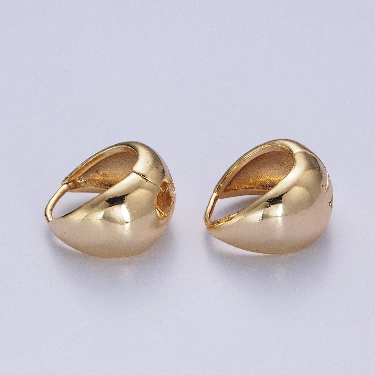 24K Gold Filled Wide Chubby Band Huggie Earrings