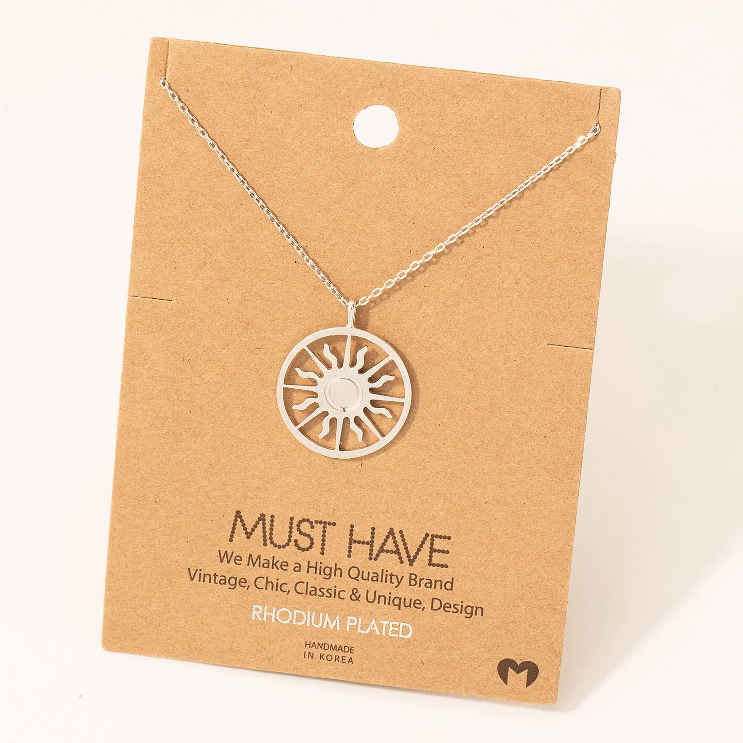 Sun Coin Pendant Necklace: G