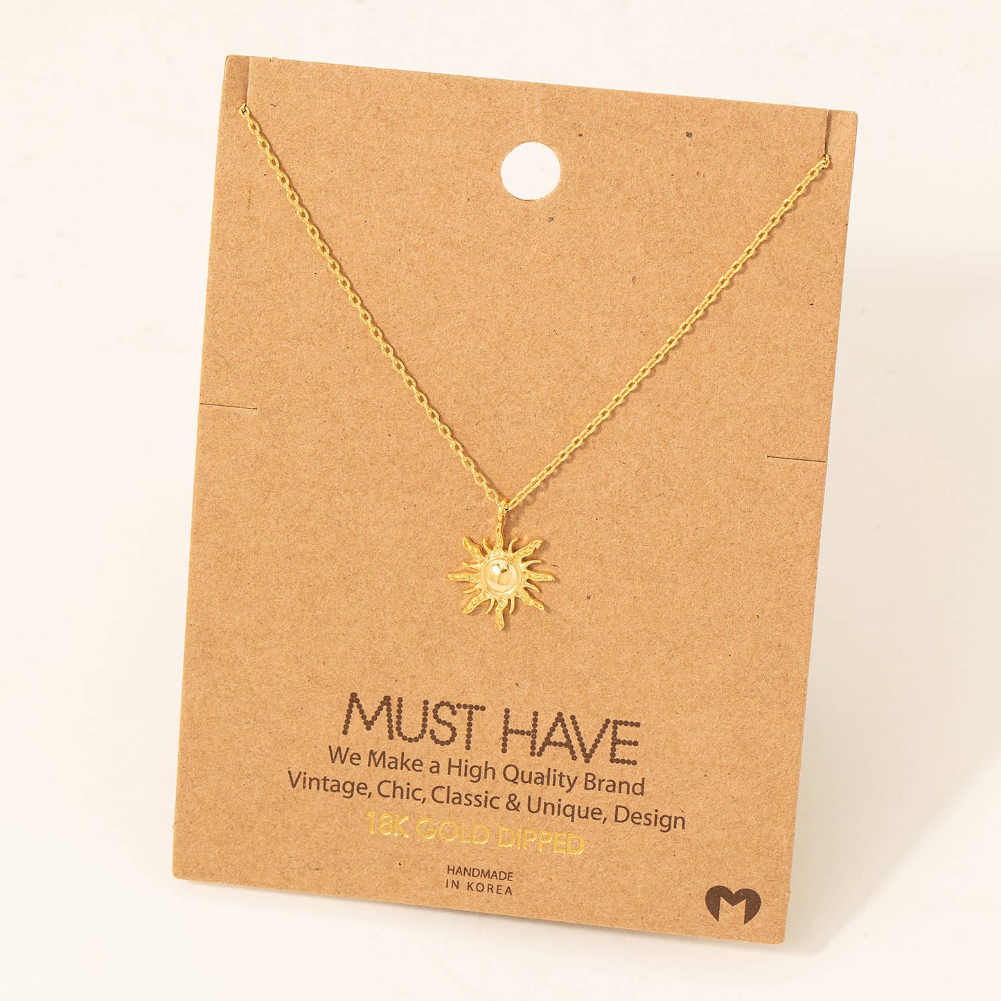 Mini Sun Pendant Necklace: G