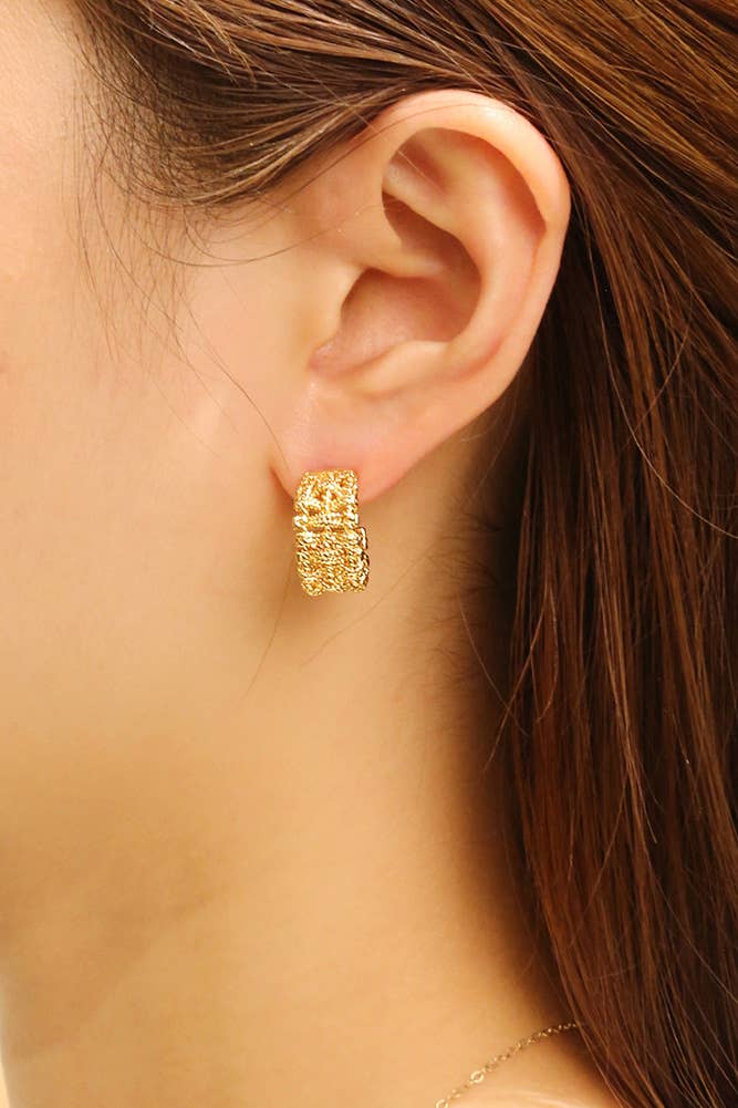 14K Multi Braided Post Earrings: Gold