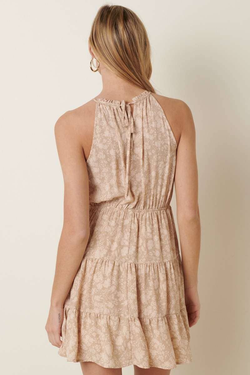 Kinzie Floral Halter Mini Dress - Blush