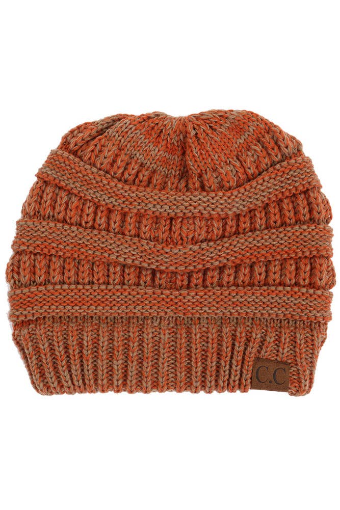 C.C Two Tone Color Knit Beanie: 005