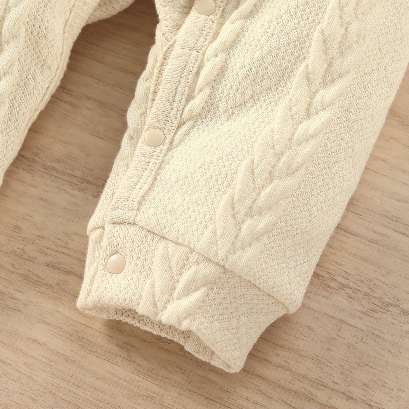Baby Boy Solid Cable Knit Long-sleeve Jumpsuit: Brown / 6-9 Months